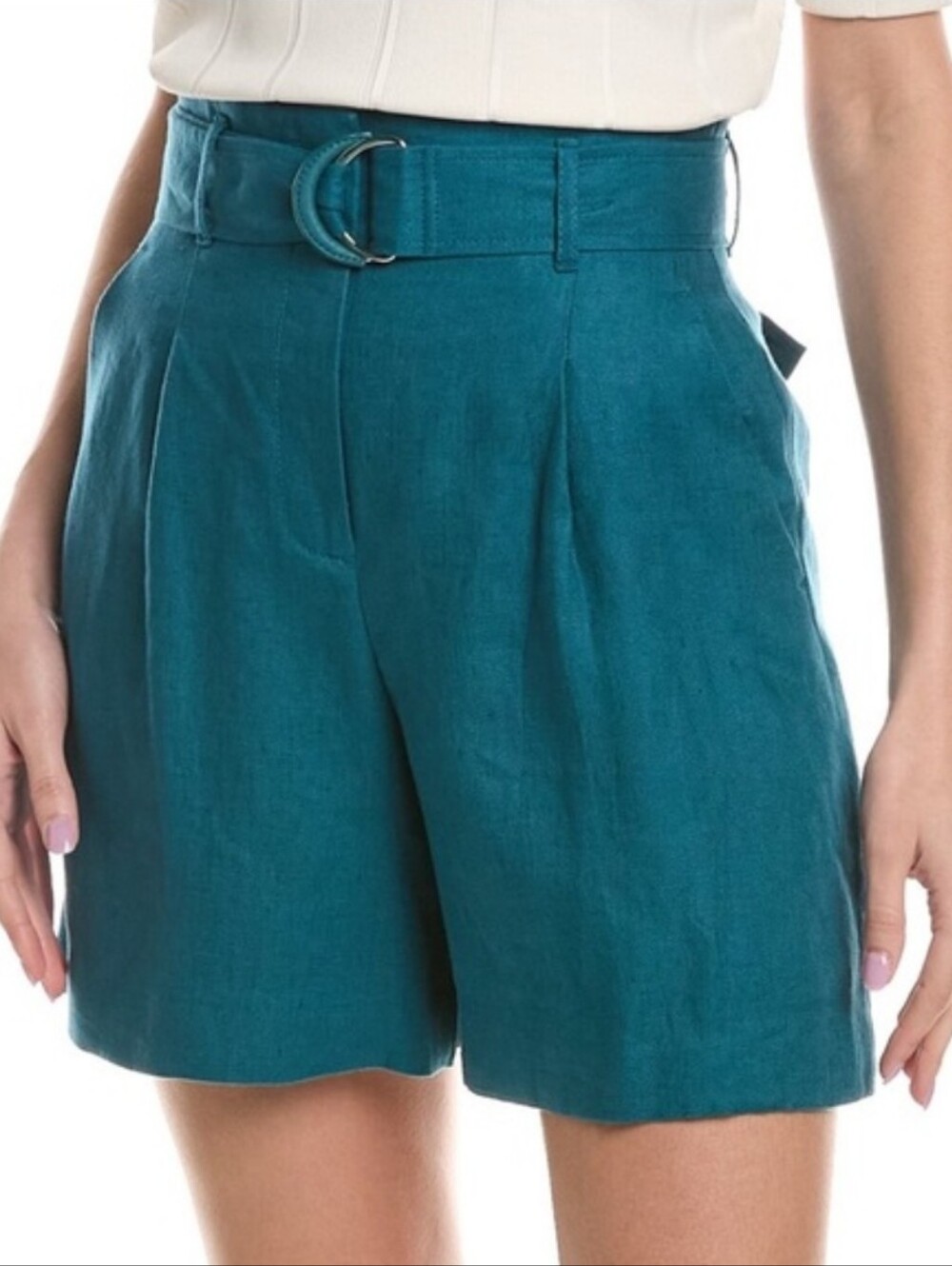 Lafayette 148 New York Linen Bermuda Belted Shorts